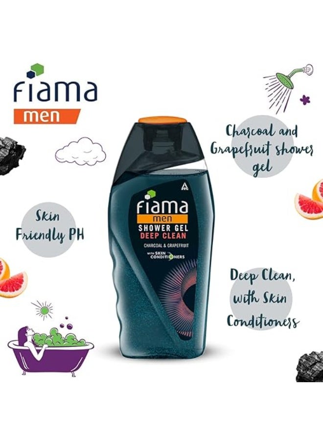 Fiama Men Body Wash Shower Gel Deep Clean, 250ml, Body Wash for Men with Skin Conditioners and Goodness of Charcoal & Grapefruit for Bright and Fresh Skin - Image 4